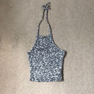 Black and white halter crop top